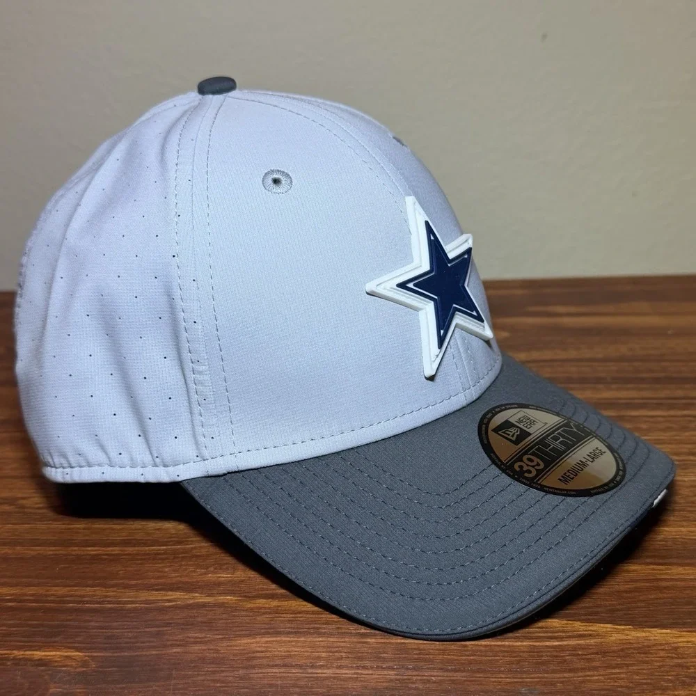 New Era Dallas Cowboys Training Camp Hat 39THIRTY Size M/L Grey Stretch Cap NEW